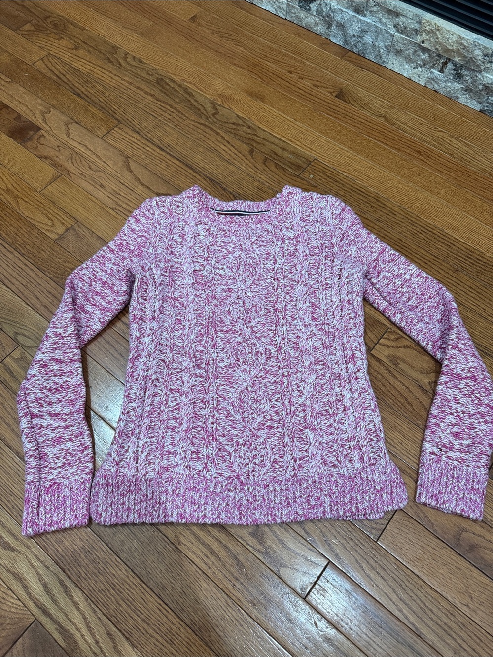 Tommy Hilfiger Pink Marled Cable Crewneck Sweater